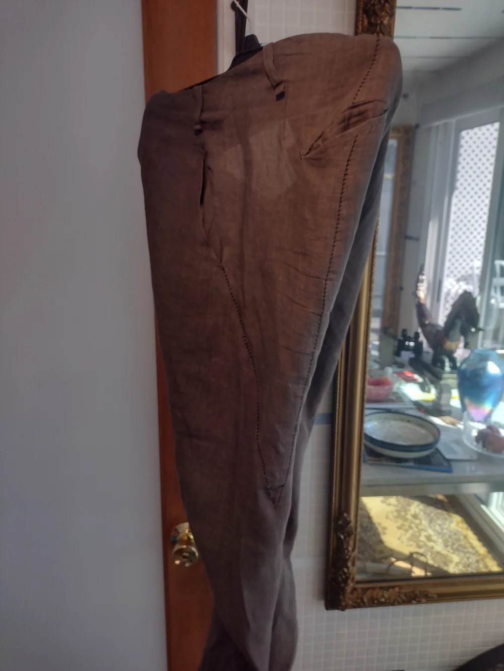 Men's Casual Linen-Blend Pants in Brown